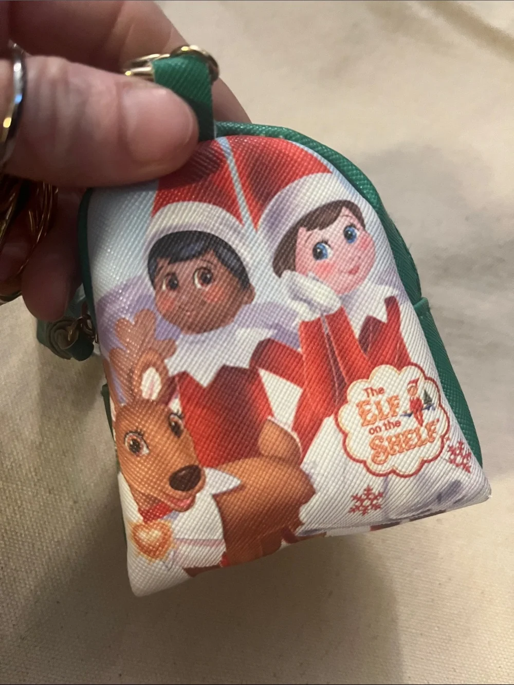 Green Kids Elf on the Shelf Mini Backpack Keychain change bag cute 96